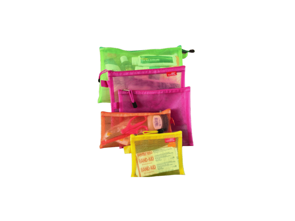 Neon mesh bags of different sizes